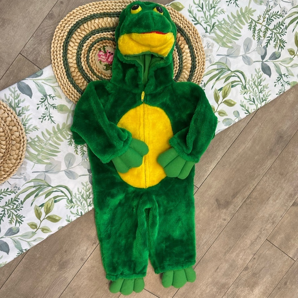 Vintage Frog Toddler Halloween Costume Chrisha Playful Plush Sz 2-4T Head Hood - Picture 3 of 16